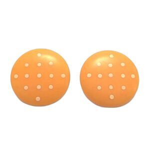 Polka Dot Button 80-90s Earrings. Plastic Egg Yolk Color